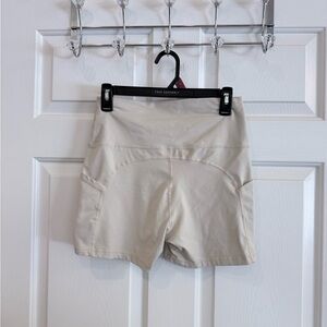 American Eagle Outfitters Cream High-Rise Bike Shorts